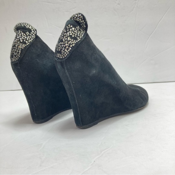 Zadig & Voltaire Leather Wedges Heels Skull Embellished 7 Black Rock Star - Picture 4 of 14